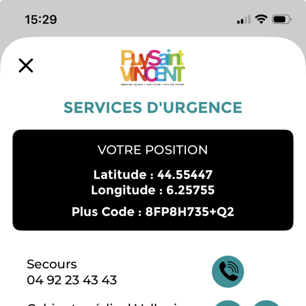 Services d'urgence de l'application