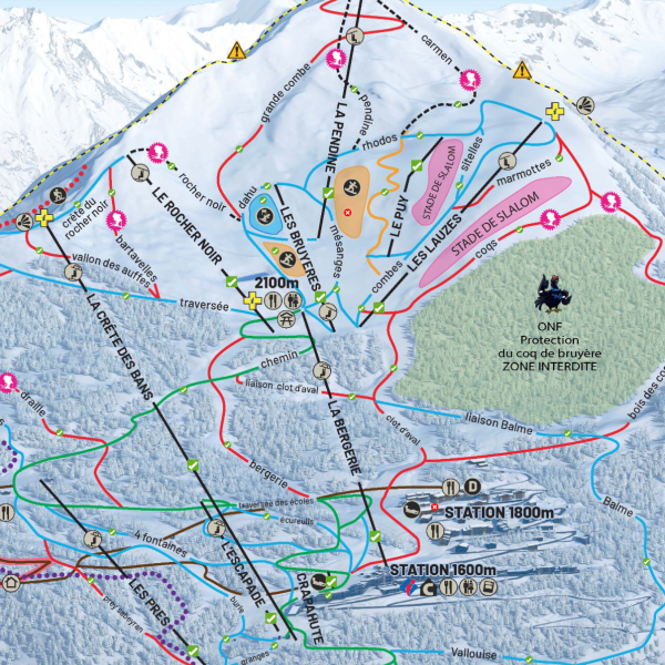 Affichage du plan des pistes sur l'application mobile