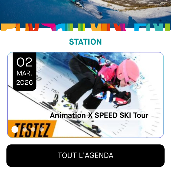 Ecran menu Station de l'application
